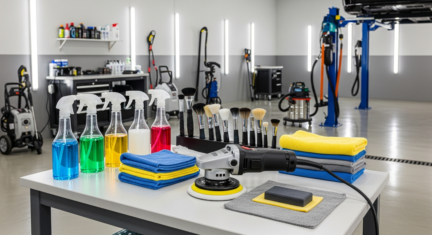 Professional detailer carefully cleaning a vehicle interior at Ovill Car Wash and Detail in Ovilla Texas